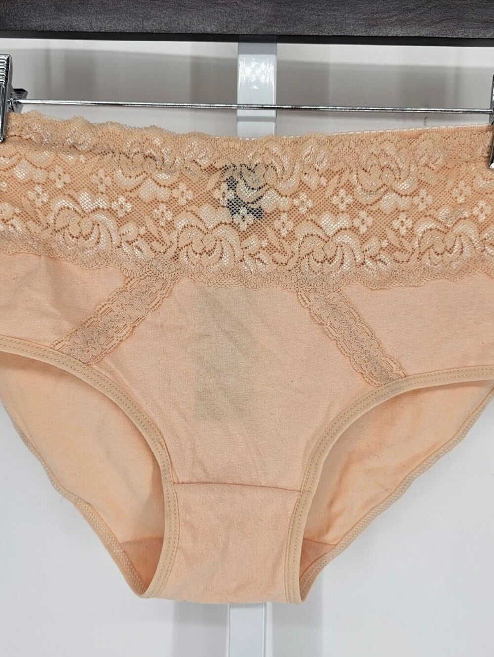 Youmita Womens Sz M Underwear Briefs Beige Lace Top NEW